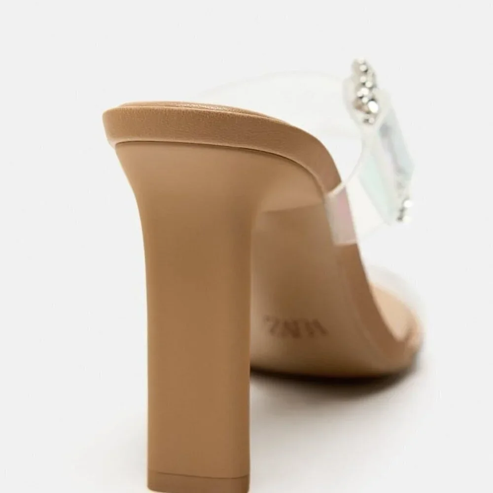 ZARA HIGH HEELED VINYL SANDALS SIZE 6.5 US ( 37) NEW WITH TAG! - Picture 5 of 11